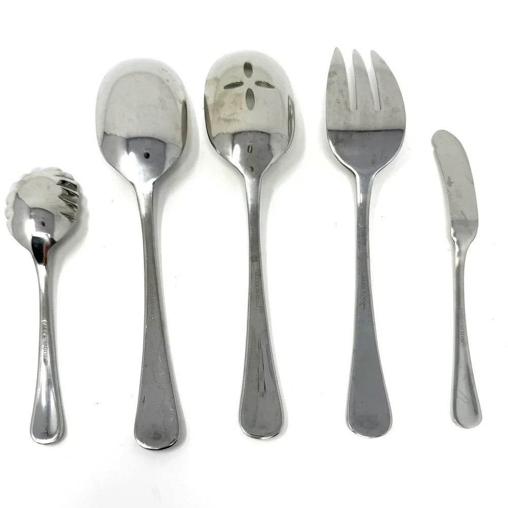 Oneida Chandler 18/10‎ Stainless Steel Serving Utensils Set Spoon Fork Knife